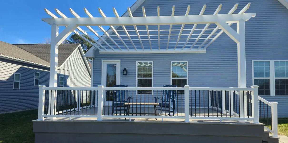 Modern deck with pergola structure
